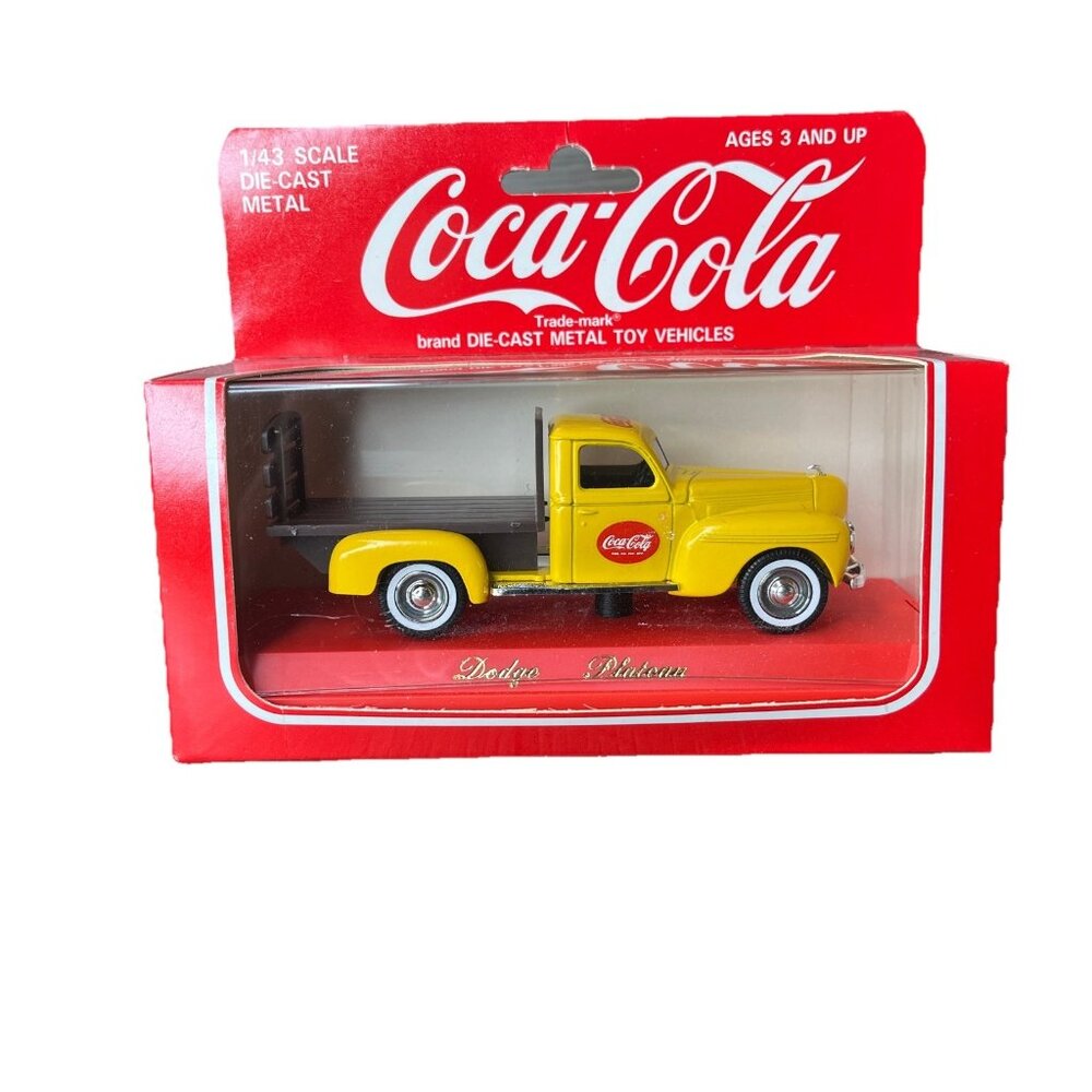 Hartoy Die-cast Metal Coca-Cola Dodge Plateau Toy Truck Yellow Pickup 1979